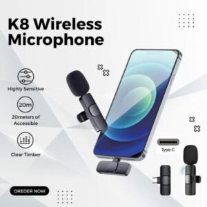 K8 Wireless Lavalier Microphone with Type-C Connector – Noise-Canceling Clip-On Collar Mic for Android Smartphones, Tablets, and USB-C Devices – Ideal for Vlogging, Interviews, and Content Creation quantity